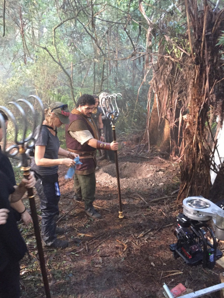 Roger Allen creating a film set
